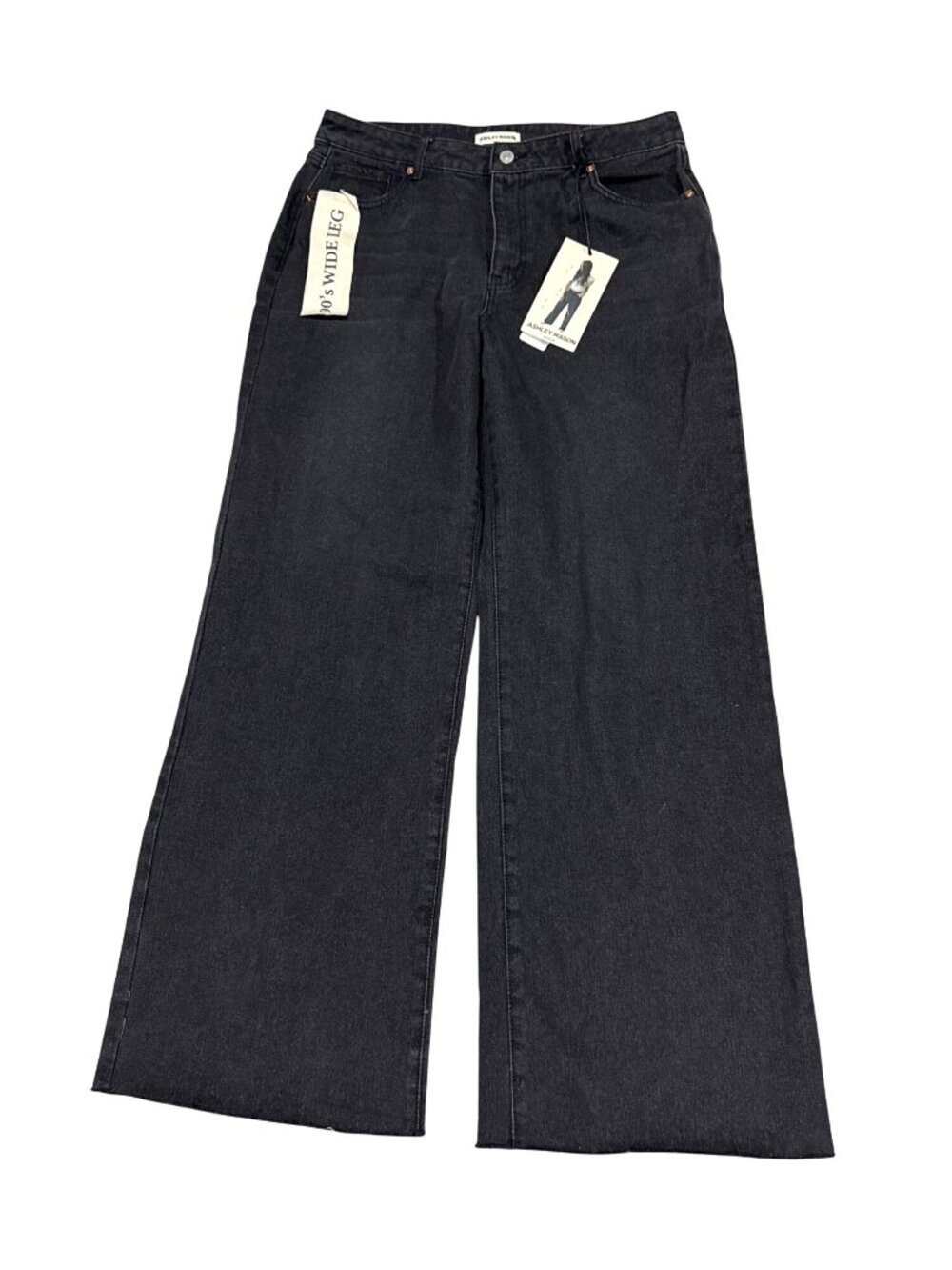 NWT Ashley Morgan 90s Wide Leg Black Denim Jeans Size 13/31